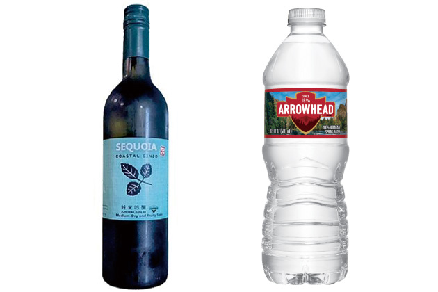 左：今回のコラボレーション酒、右：アローヘッド・ウォーター