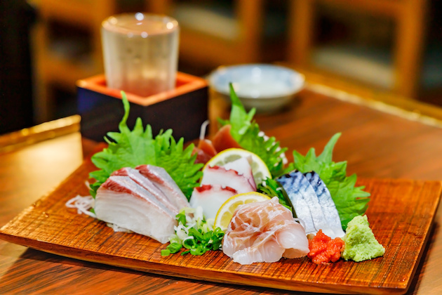 Sashimi and sake