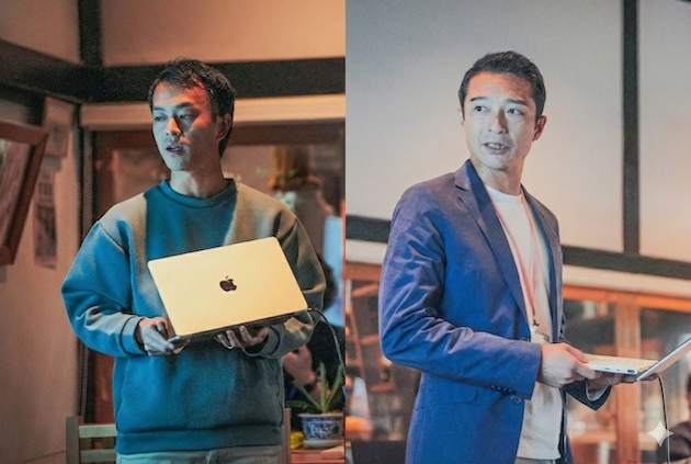 「やまがた未来くる人材活用事業」で町を訪れた中垣さん（左）、小堀さん（右）